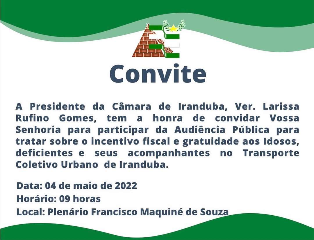 Audiência Pública para tratar sobre a gratuidade nos transportes públicos para os idosos do Município de Iranduba.